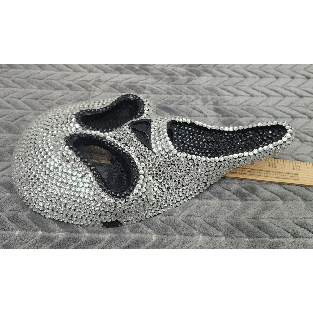 Scream Ghostface Bling Silver Rhinestone Adult Mask Halloween‎ Bedazzled